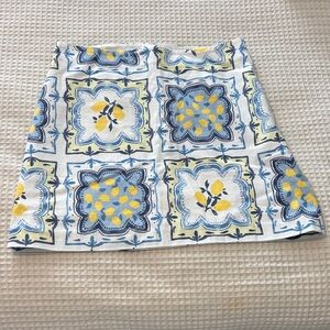 LOFT White Skirt with Blue and Yellow Lemon 🍋 Print